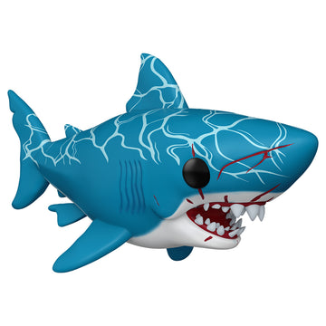 close up image of Jaws the great white shark bobble head vinyl toy from Funko Pop Funko POP!™ Movies JAWS® Super Great White Shark 50th Anniversary | ACADEMY MUSEUM